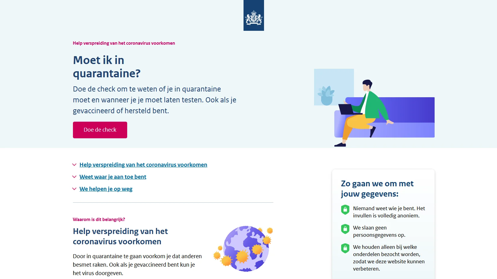 COVID-19(klachten) in uw omgeving? Doe de quarantaine check
